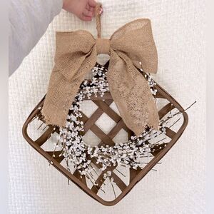 Rustic Brown and Cream Wall Decor with Bow